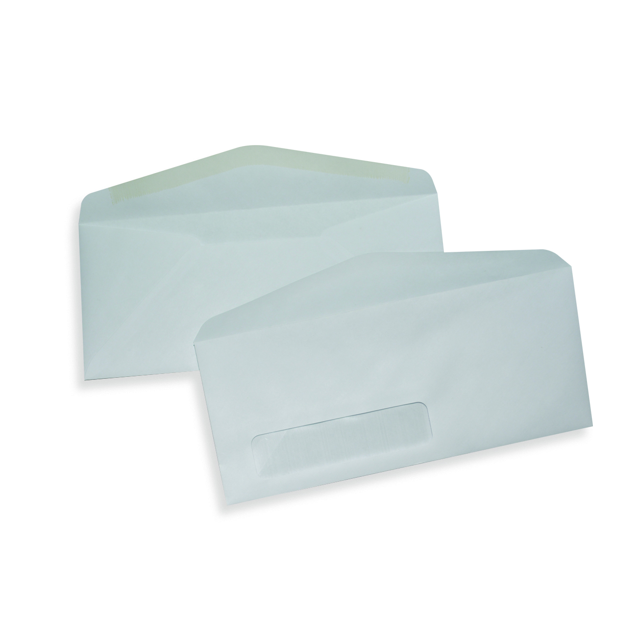 White Wove Business Envelopes 4 1/8" x 9 1/2", #10, 24 lb. White Wove Commercial Envelope, Single Window Gummed, 500/Bx