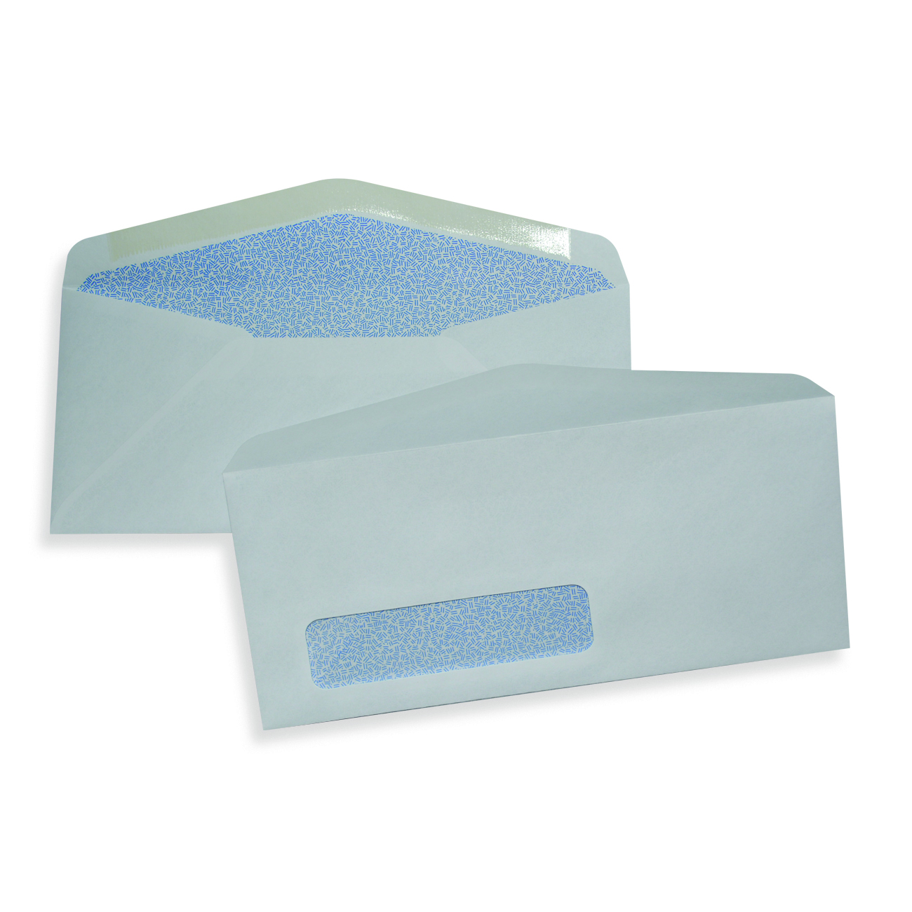 White Wove Business Envelopes 4 1/8" x 9 1/2", #10, 24 lb. White Wove Commercial Envelope, Blue Tint, Single Window, Gummed, 500/BX