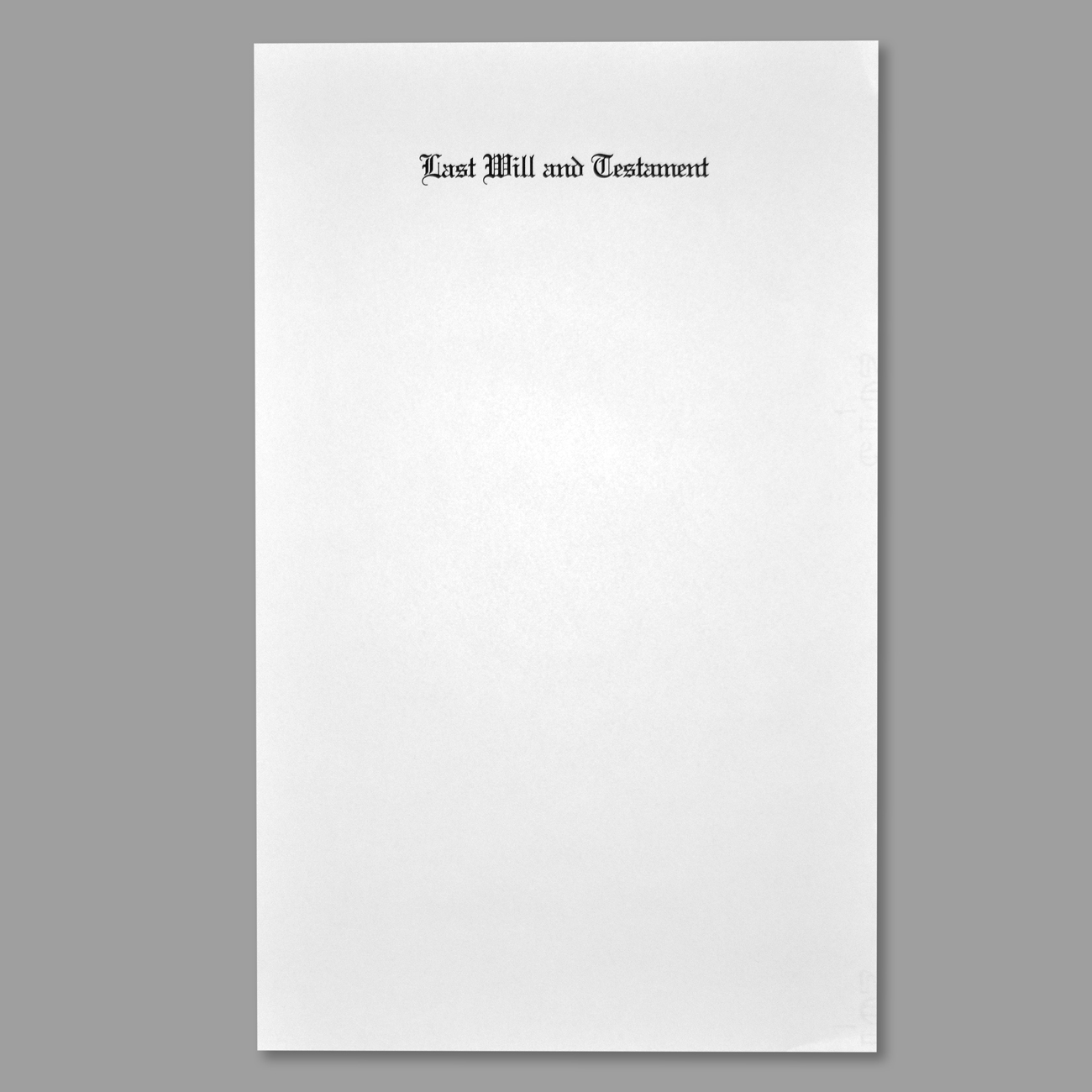 Will First Pages, Style 701/702 Style 701/702, Legal Size, Will First Page, Engraved "Last Will and Testament of", Natural Smooth Stock, 50/PK