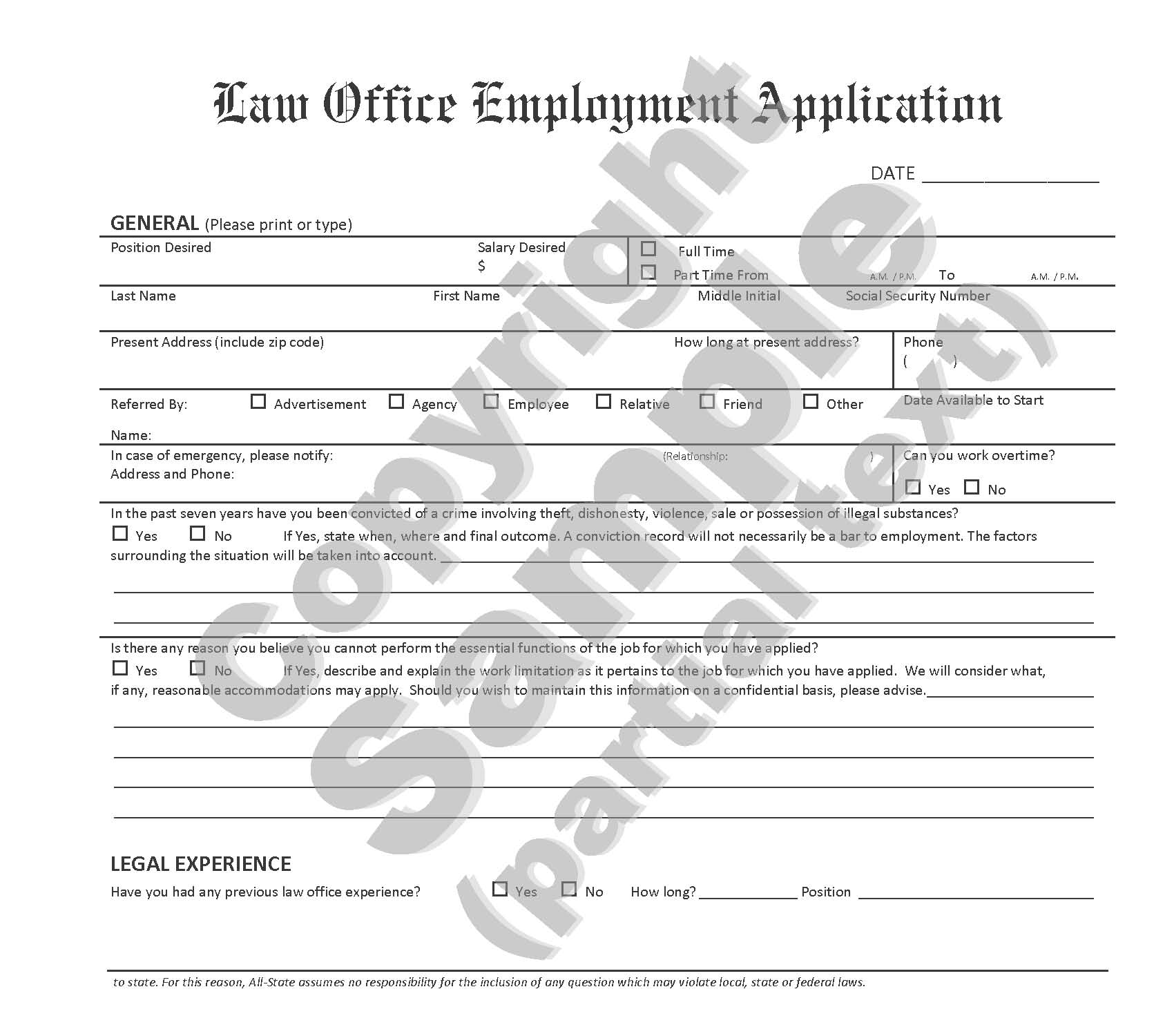 Law Office Employment Application