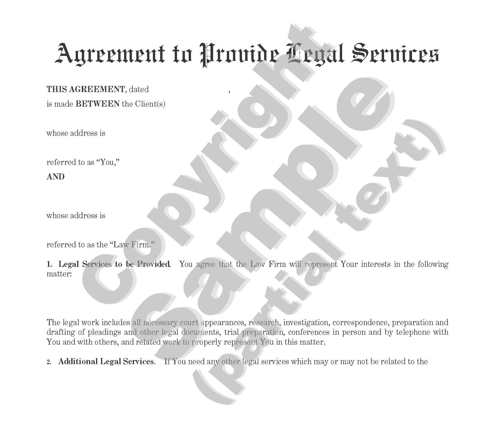 Legal Fee Agreement - General - Plain Language