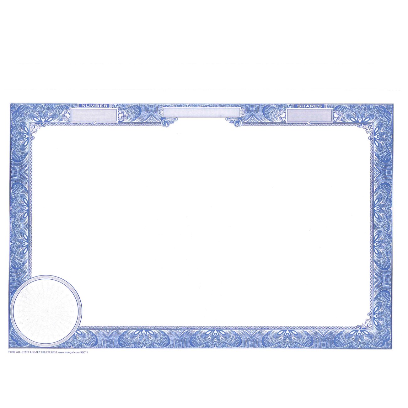 Blank Top Stub Certificates, Border Only