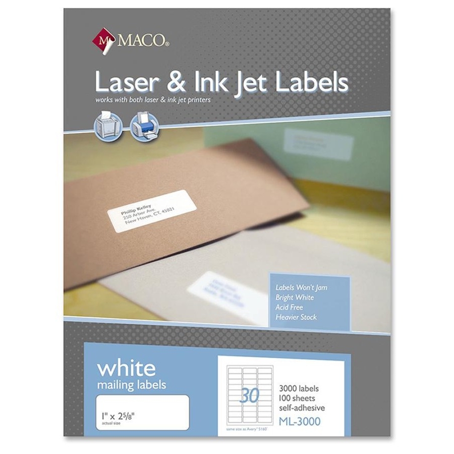 White Laser Mailing Labels