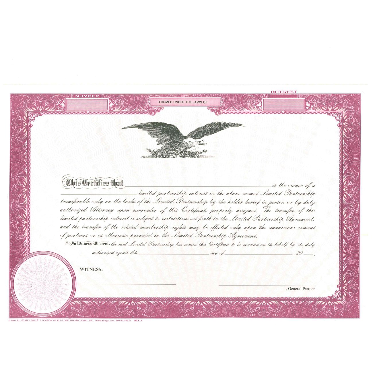 Blank Bordeaux Partnership Certificates